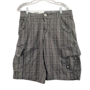 Mambo Australia Cargo Shorts Mens Size 29 Gray Plaid Pockets Belt Loops